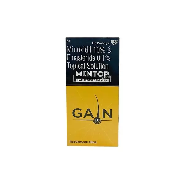 Solutie, Dr. Reddy's, Gain 10, impotriva Caderii Parului, Minoxidil 10% si Finasteride 0.1%, Pipeta si Pulverizator, 60ml