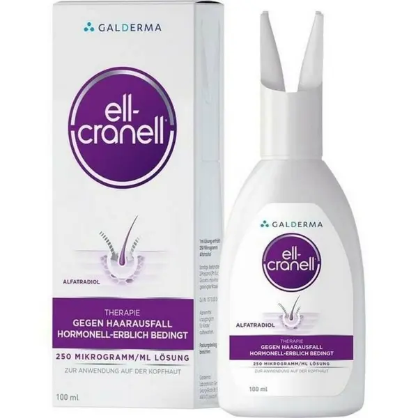 Solutie, Galderma, Ell-Cranell, Impotriva Caderii Hormonale a Parului, cu Alfatradiol, 250mcg/ml, flacon 100ml