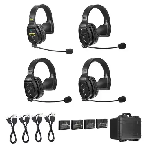 Solutie intercom completa Saramonic WiTalk WT4S4xbat, 4 pers, Full-Duplex 1.9GHz, single-ear, Negru
