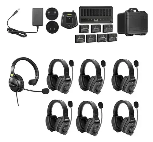 Solutie intercom stereo comp Saramonic WiTalk WT7D7xbat, 7 pers, Full-Duplex 1.9GHz, dual-ear, Negru