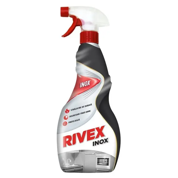 Solutie pentru Suprafete Inox, Ceramica, Sticla, Oglinzi Rivex Expert, 750 ml