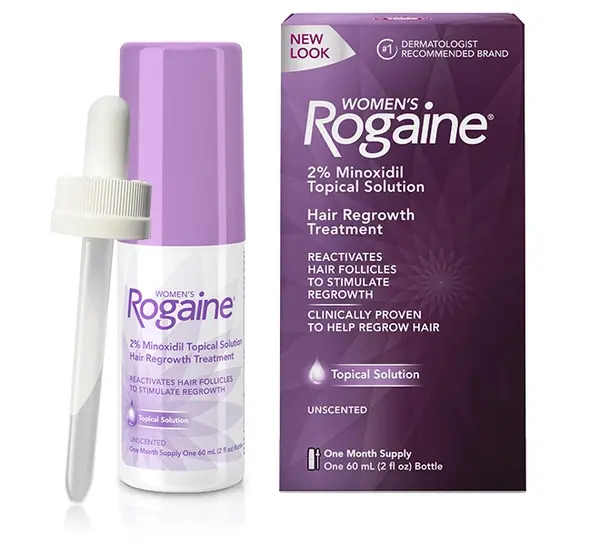 Solutie, Rogaine, impotriva Caderii Parului, Minoxidil 2%, pentru Femei, Pipeta Originala Inclusa, Tratament 1 luna (1 x flacon 60ml)