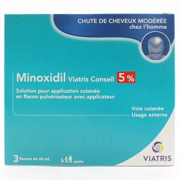 Solutie, Viatris, pentru Cresterea Parului, Minoxidil 5%, Pulverizator Inclus, 3x 60ml