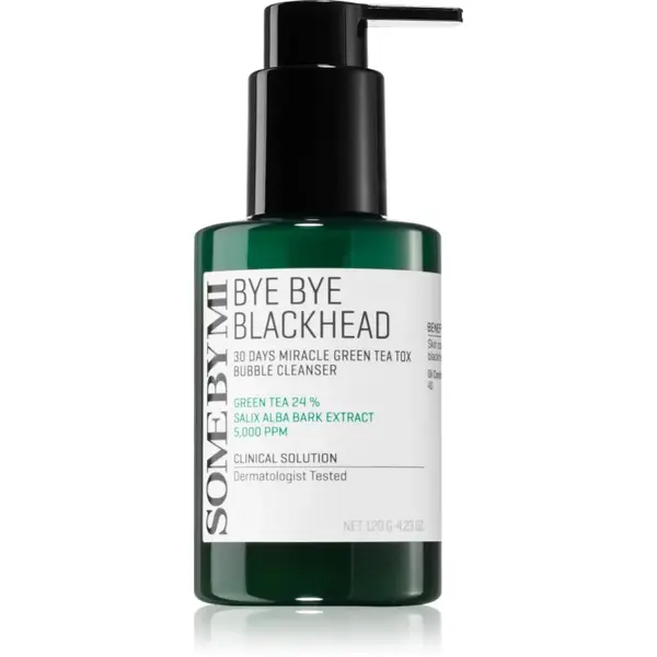 Some By Mi Bye Bye Blackhead 30 Days Miracle Green Tea Tox Bubble Cleanser Spuma activa pentru curatare impotriva punctelor negre 120 g