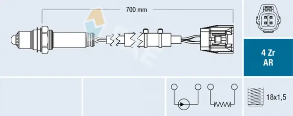 Sonda Lambda (numar fire 4, 700mm) potrivit MAZDA 3, 6, 6 KOMBI, CX-5 2.2D 04.12-