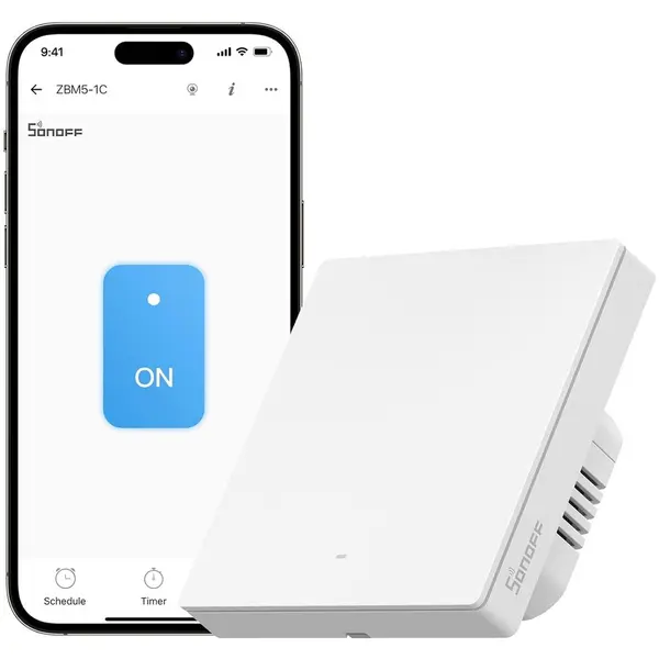SONOFF Intrerupator inteligent Sonoff ZBM5-1C-86W, 1 canal, 10A, Zigbee, Alb