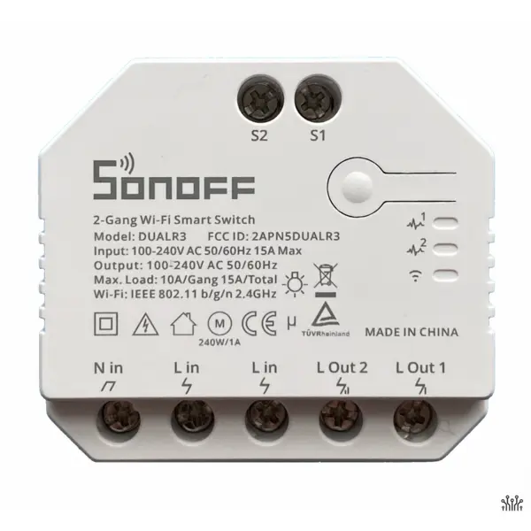 SONOFF Releu inteligent Sonoff Dual R3, Wireless, 2 canale, Alb