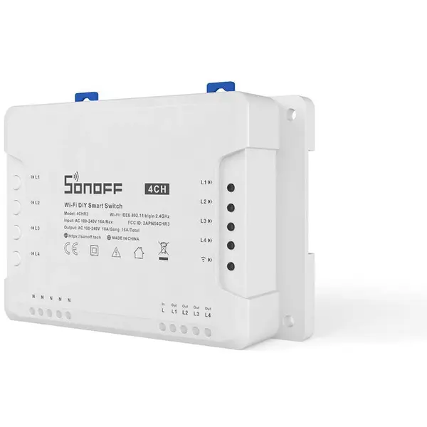 SONOFF Releu Smart Wireless Sonoff 4CHR3, 4 canale, Alexa Google Home