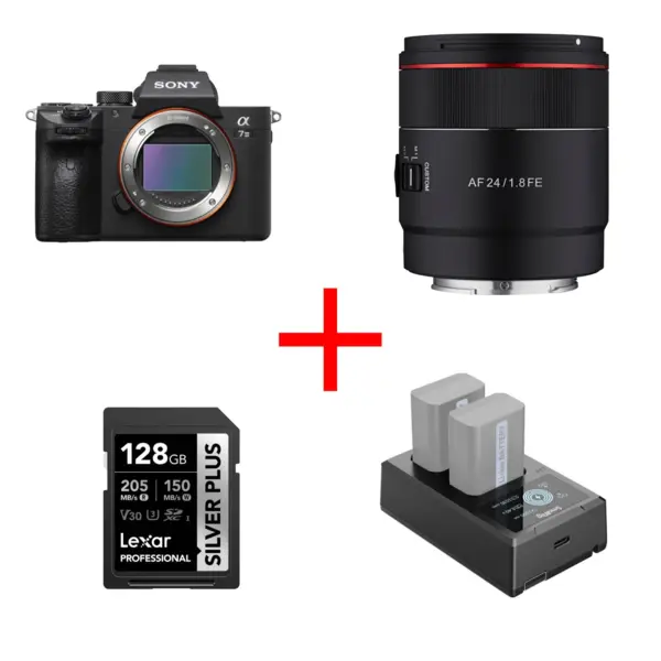 Sony A7 III + Obiectiv Samyang 24mm F1.8 FE, bonus card Lexar 128gb si incarcator