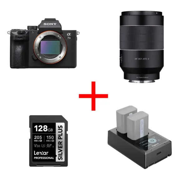 Sony A7 III + Obiectiv Samyang 35mm F1.4 FE, bonus card Lexar 128gb si incarcator