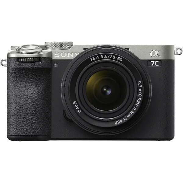 Sony Aparat foto mirrorless Sony Alpha A7C II, 33MP, Full-Frame, Hibrid, 4K + Obiectiv 28-60mm, Argintiu