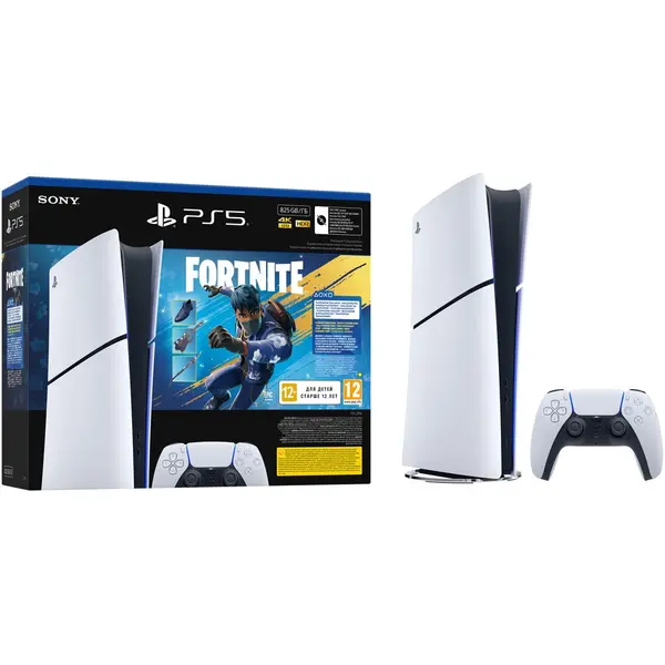 Sony Consola PlayStation 5 Digital Edition (PS5) Slim, E-Chassis, Fortnite Flowering Chaos Bundle, Alb-Negru