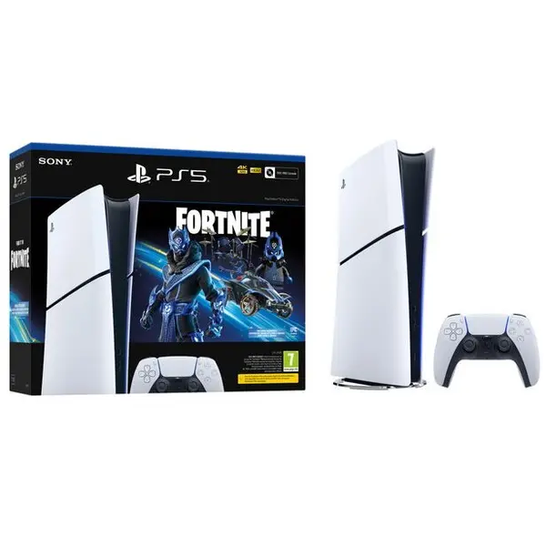 Sony Consola PlayStation 5 (PS5) Slim, Digital Edition, 1TB SSD, D-Chassis, Fortnite Cobalt Star Bundle