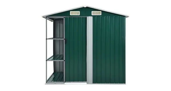 Sopron de gradina cu etajera, verde, 205 x 130 x 183 cm, fier