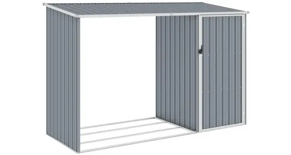 Sopron de gradina lemne de foc, gri, 245x98x159 cm otel zincat