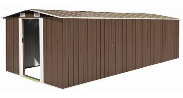 Sopron de gradina, magazie metalica maro, 257 x 580 x 181 cm