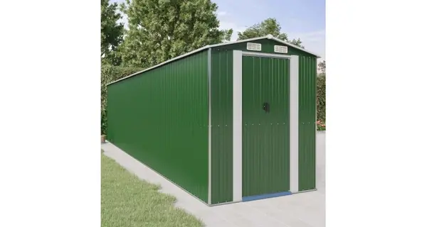 Sopron metalic de gradina, verde, 192x855x223 cm, otel zincat