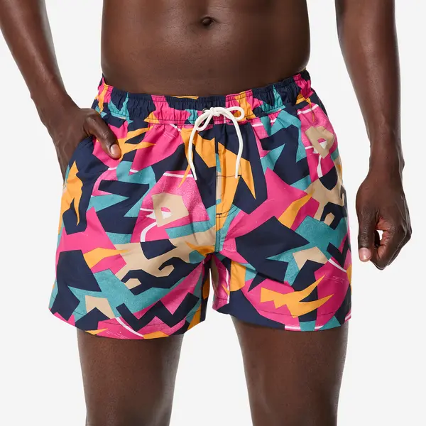 Șort de baie scurt Boardshort surf 15" 100 Retrovo Portocaliu Bărbați