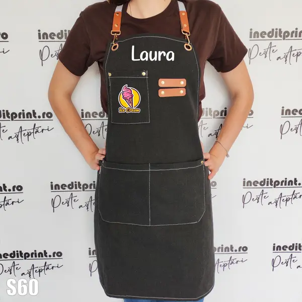 Sort Denim personalizabil cu Logo si Nume - S60 Negru