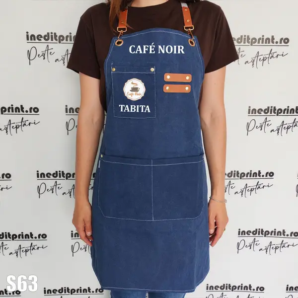 Sort Denim personalizabil cu Numele afacerii, Logo si nume - S63 Albastru