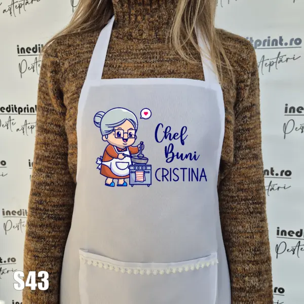 Sort personalizabil Chef Buni S43 Alb cu volănașe