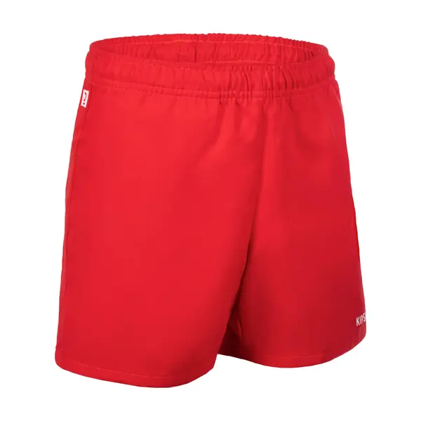 Șort rugby cu buzunare R100 Roșu Adulți