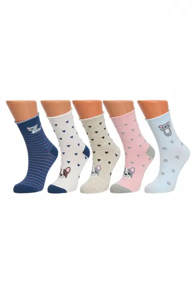 Sosete dama cu imprimeu, Baby, set 5 perechi (Marime sosete: 38/41)