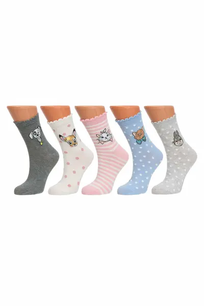 Sosete dama cu imprimeu Disney, set 5 perechi (Marime sosete: 35/38)