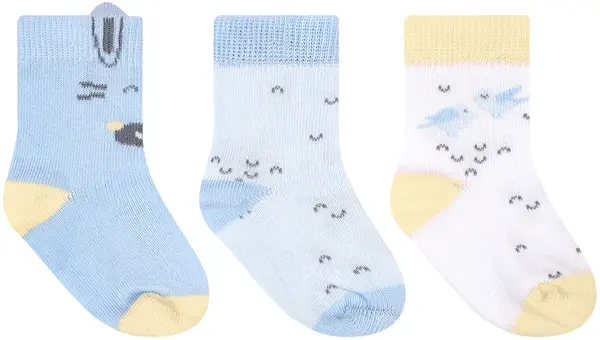 Șosete pentru bebeluși cu urechi 3D KikkaBoo Stripy Friends - 2-3 ani, 3 buc