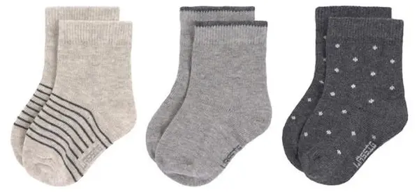 Șosete pentru bebeluși Lassig - Cosy Leg Wear, 3 bucăți, 19-22 cm, gri