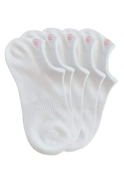Sosete scurte dama albe cu detaliu brodat – set 5 perechi