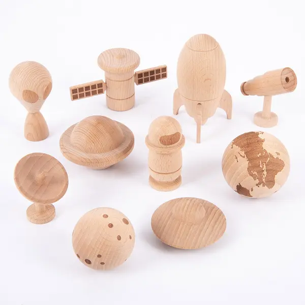 Space Adventure, figurine spatiale din lemn, TickiT natur