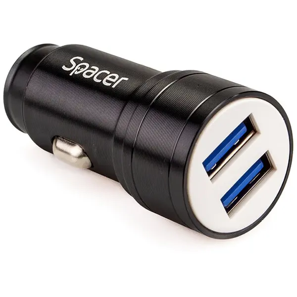 spacer Alimentator auto Spacer Fast Charge 17W 5V/3.1A max putere totala 17W 2 x USB pentru bricheta auto, Negru