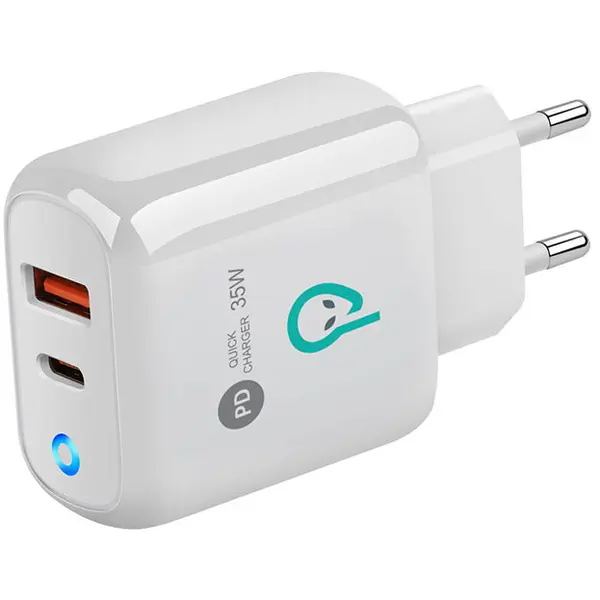 spacer ALIMENTATOR retea SPACER Quick Charge 35W, USB Type-C PD (max 35W) + USB Quick Charge, Alb, SPAR-DUOQ-02