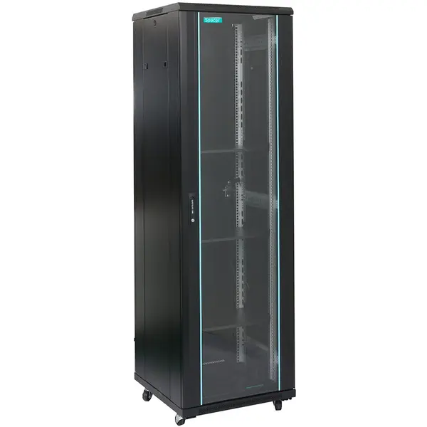 spacer Cabinet metalic Spacer SPCN-22U-800-BK-03 22U, Stand alone, 600 x 800 mm, Glass door, Negru
