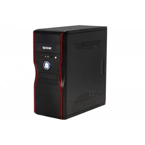 spacer CARCASA Spacer Mercury cu sursa 450W, ATX Mid-Tower, Front USB2.0+Audio, (Body Black), 'SPC-MERCURY'