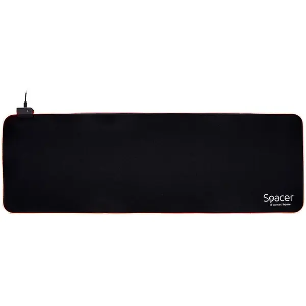 spacer Mouse Pad gaming Spacer RGB, cauciuc si material textil, 900 x 300 x 3 mm, 1.8 m lungime cablu, Negru