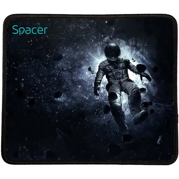 spacer Mousepad Spacer gaming, cauciuc si material textil, 250 x 210 x 3 mm, imagini, Negru