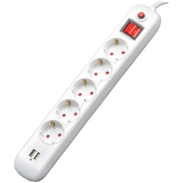 spacer Prelungitor Spacer PP-5-18 USB 5 x Schuko 2 x USB 16A Protectie Alb