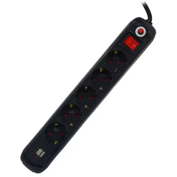 spacer Prelungitor Spacer PP-5-45B-USB, 5 Prize, 2 x USB, 4.5m, Negru