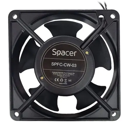 spacer Ventilator Carcasa Spacer SPFC-CW-03, compatibil 1U,120 mm, viteza 1700 RPM, Negru