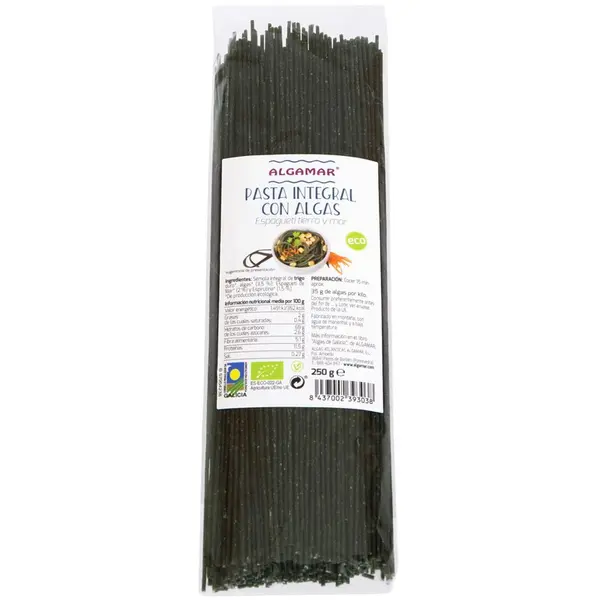 Spaghetti integrale din grau dur cu alge bio 250g Algamar