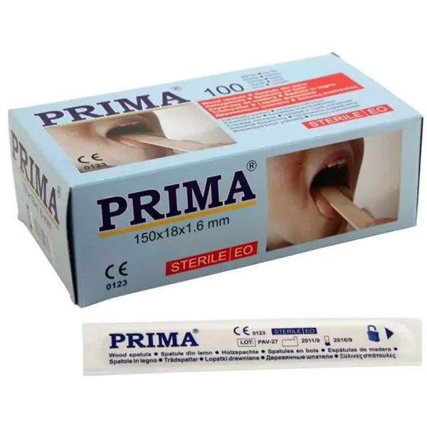 Spatule Linguale Sterile Prima, de Lemn, 100 Bucati