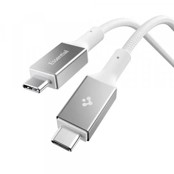 Spigen Cablu Date si Incarcare USB-C - USB-C Spigen EB10010CC, 100W, 1m, Alb