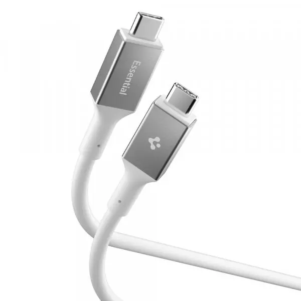 Spigen Cablu Date si Incarcare USB-C - USB-C Spigen EB10020CC, 100W, 2m, Alb