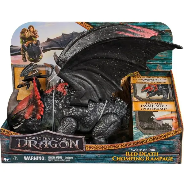 Spin Master Dreamworks Dragons World of Berk - Figurina Red Death Chomping Rampage de 28 cm „How to Train Your Dragon”, Multicolor, 4 ani+