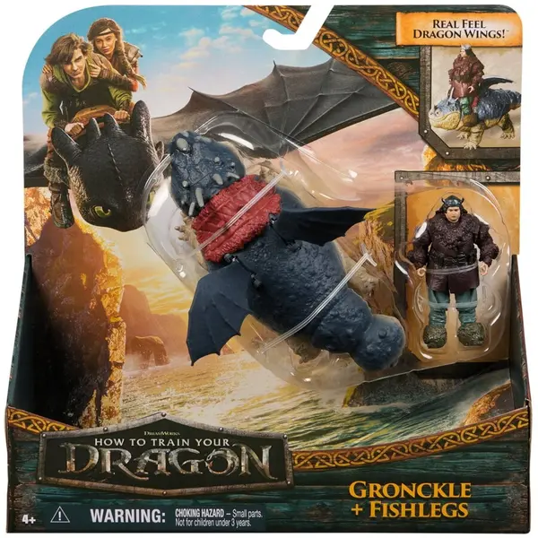 Spin Master Dreamworks Dragons World of Berk - How to Train Your Dragon set 2 figurine Viking & Dragon Assortment, Fishlegs & Gronckle, Multicolor, 4 ani+