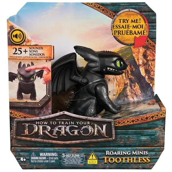 Spin Master How To Train Your Dragon 2025 - Figurina Roaring Minis Toothless, 4 ani+, Negru