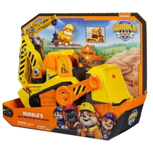 Spin Master Masinuta Paw Patrol - Vehicul cu figurina Rubble BARK YARD buldozer