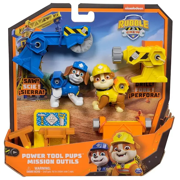 Spin Master PAW Patrol Rubble & Wheeler, Set 2 Figurine Power Tool Pups, Multicolor, 3 ani+